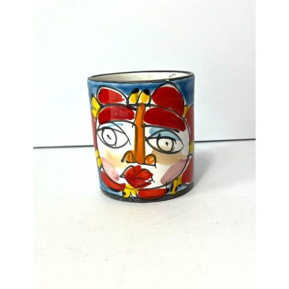 Vintage Picasso Desimone Style Cubist Art Mug Hand Painted Made in Italy 4.25" H - Picture 1 of 7